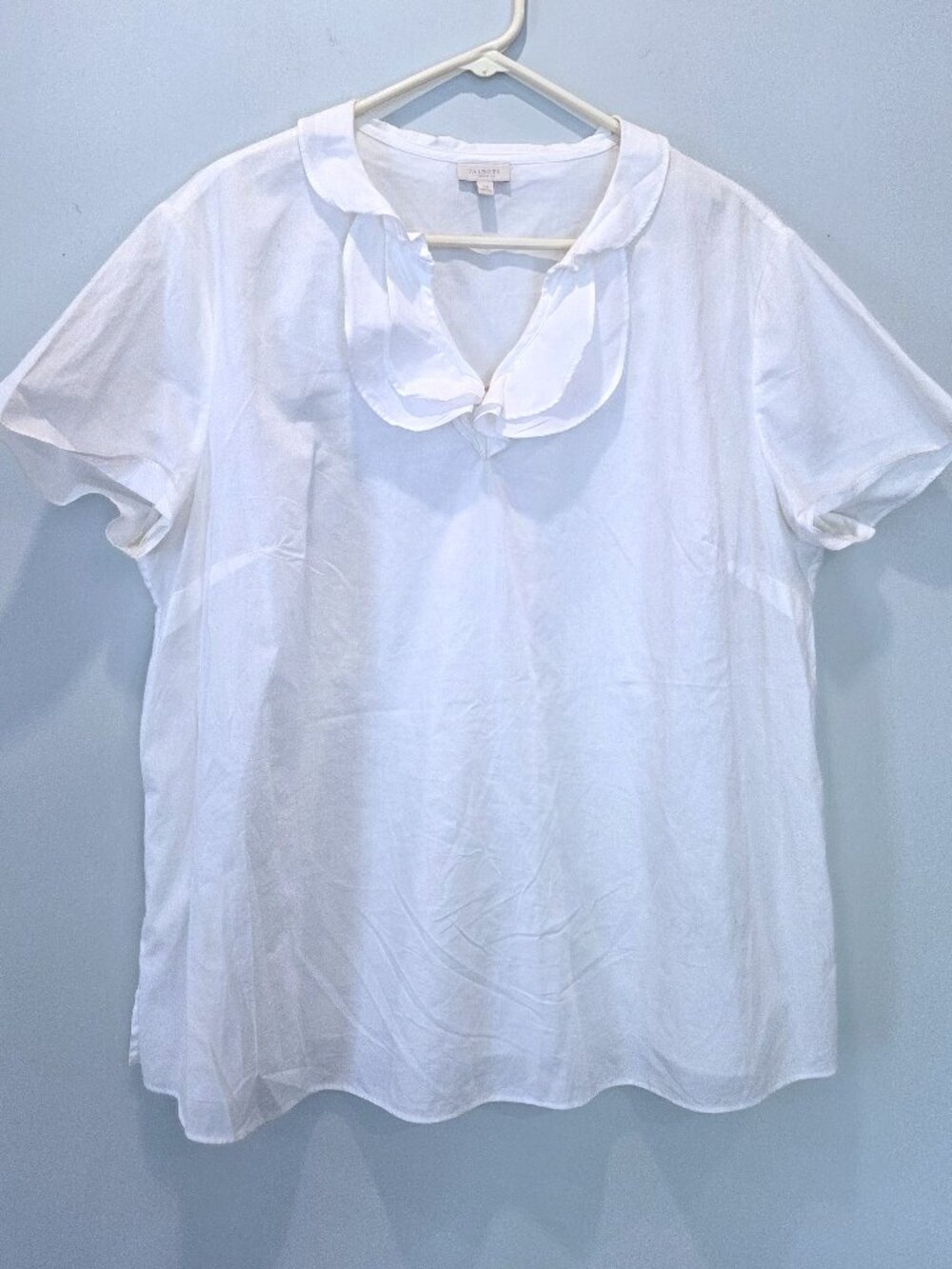 NWOT Talbots White Cotton Blouse with Ruffled Collar Size XXL